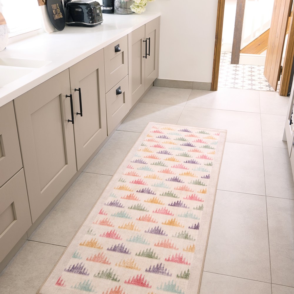 Bretton Multi Eco Washable Modern Runner Rugs by Hug Rug in Multi